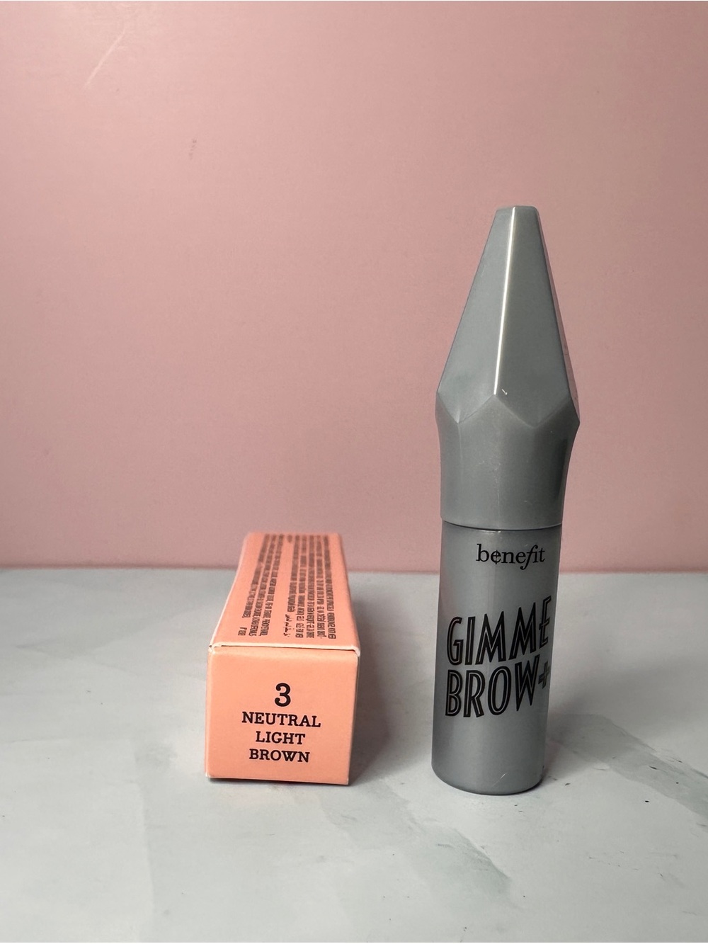 Benefit Gimme Brow Tinted Brow Gel - Gray Bottle with Peach Box